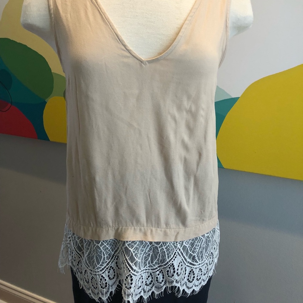 ELLA MOSS V neck lace Trim Tank Sleeveless